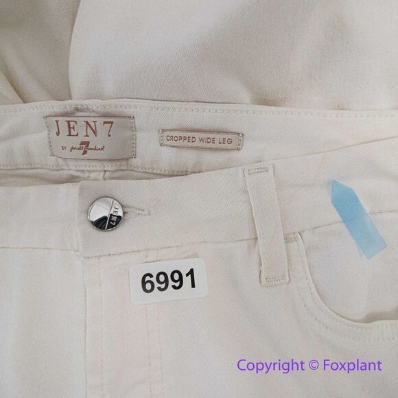 Jen7 by 7 For All Mankind Cropped Wide Leg Jeans in off white, women size 14 - Picture 14 of 16